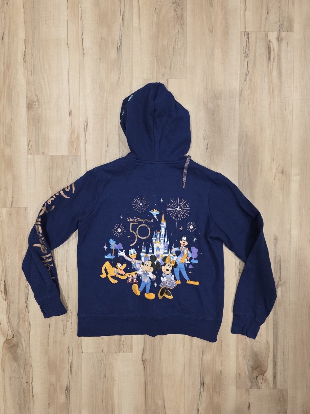 Disney Navy 50th Anniversary Hoodie with Gold Script